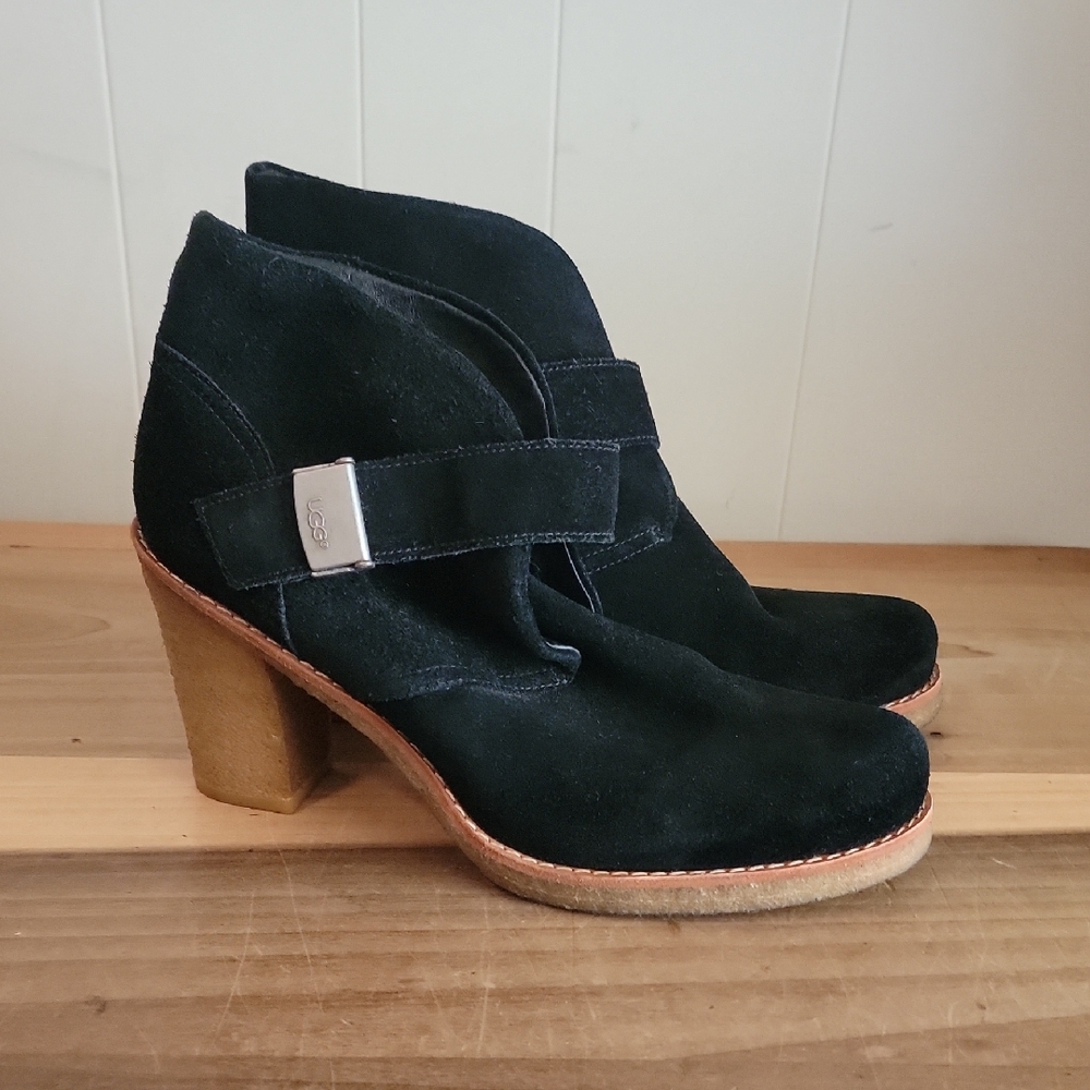 UGG Black and Tan Heeled Boots